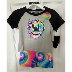 NWT Hurley 2 Piece Swim Set Size 12 Months Rashguard and Shorts Mulitcolor